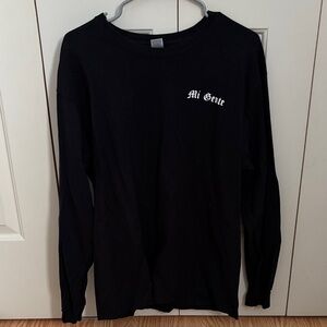 Black Long Sleeve Shirt with 'Mi Gente' Embroidery